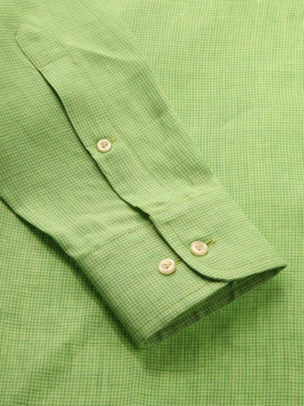 Positano Lime Classic Fit Semi Formal Linen Check Shirt