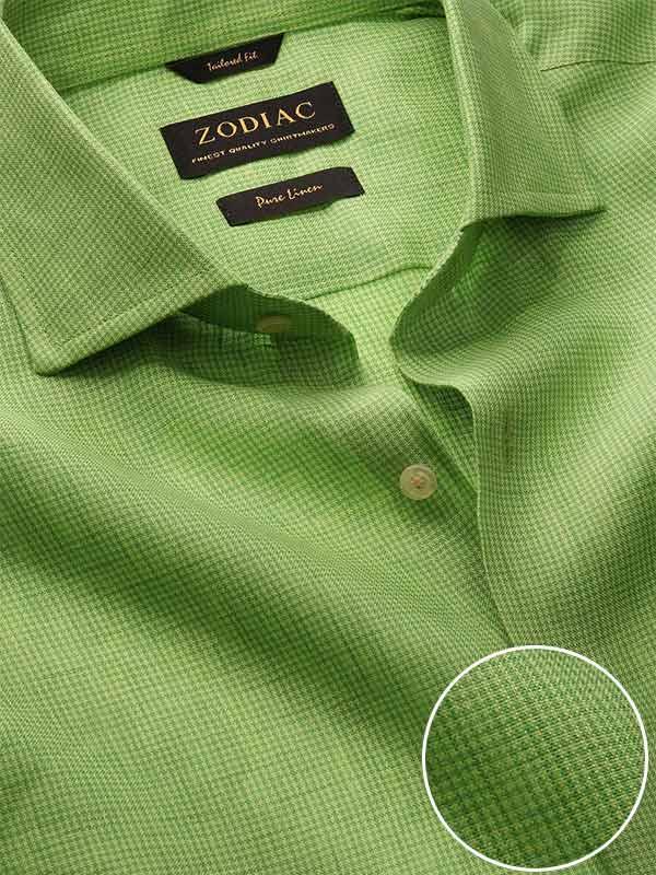 Positano Lime Check Full sleeve single cuff Tailored Fit Semi Formal Linen Shirt