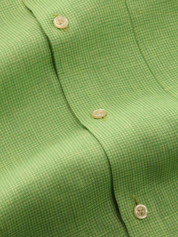 Positano Lime Check Full sleeve single cuff Tailored Fit Semi Formal Linen Shirt