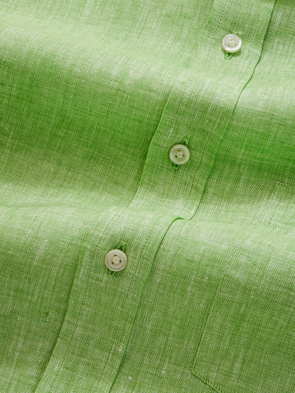 Positano Green Solid Half Sleeve Classic Fit Semi Formal Linen Shirt