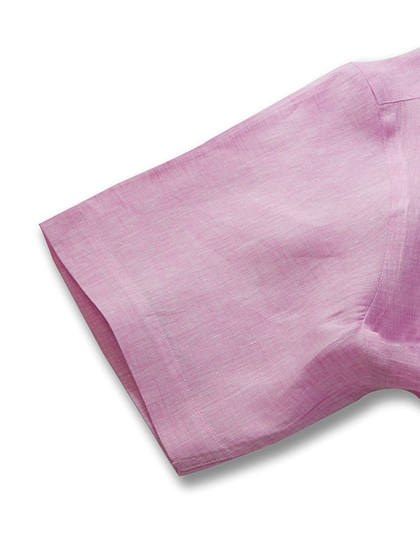 Positano Pink Solid Half Sleeve Classic Fit Semi Formal Linen Shirt