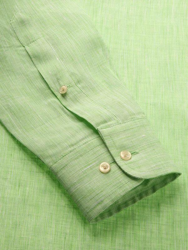 Fil A Fil Mint Solid Full sleeve single cuff Classic Fit Semi Formal Linen Shirt
