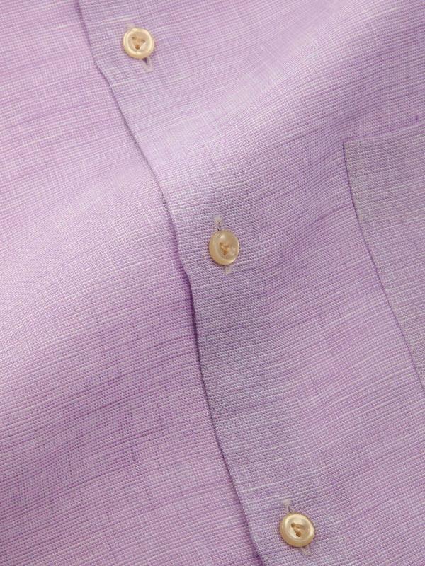 Fil A Fil Lilac Solid Full sleeve single cuff Tailored Fit Semi Formal Linen Shirt
