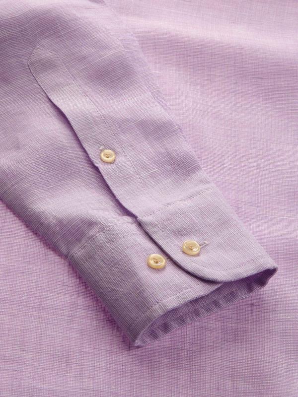 Fil A Fil Lilac Solid Full sleeve single cuff Tailored Fit Semi Formal Linen Shirt