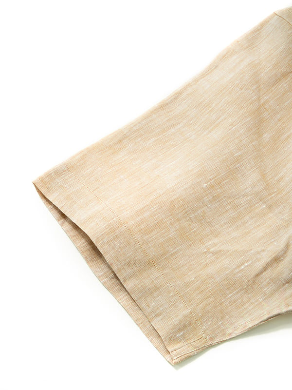 Positano Sand Solid Half Sleeve Tailored Fit Semi Formal Linen Shirt