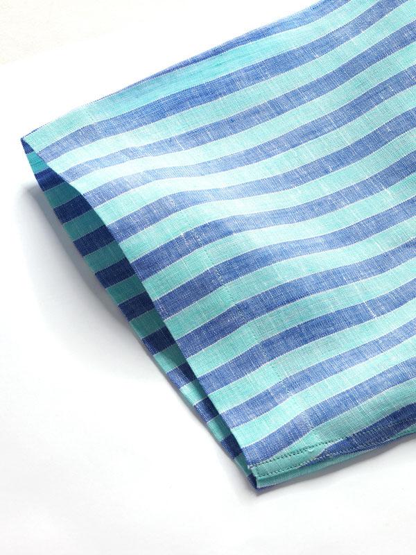 Positano Turquoise Striped Half sleeve Classic Fit Semi Formal Linen Shirt