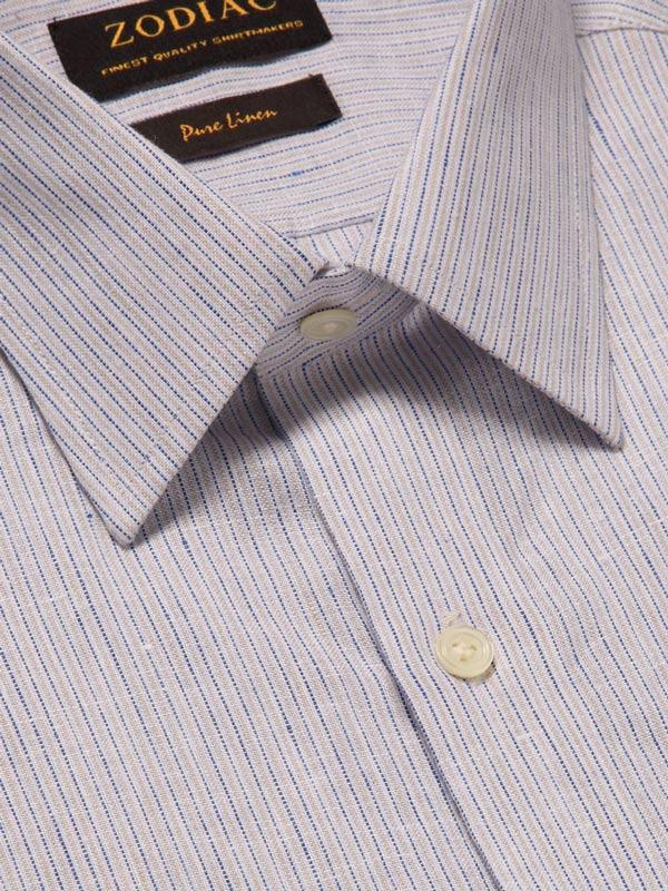 Positano Sand Striped Full sleeve single cuff Tailored Fit Semi Formal Linen Shirt