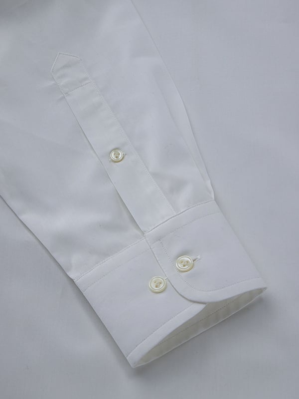 Luxury White Solid Full Sleeve Single Cuff Classic Fit Classic Formal Cotton Shirt