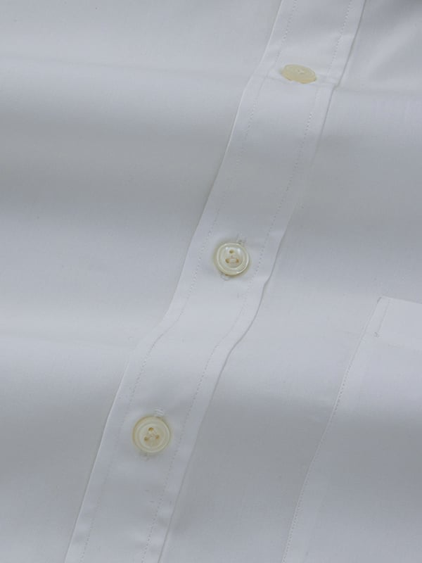 Luxury White Solid Full Sleeve Single Cuff Classic Fit Classic Formal Cotton Shirt