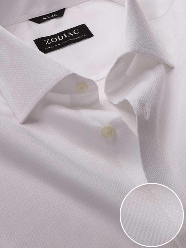 Marchetti White Solid Full sleeve single cuff Tailored Fit Classic Formal Cotton Shirt