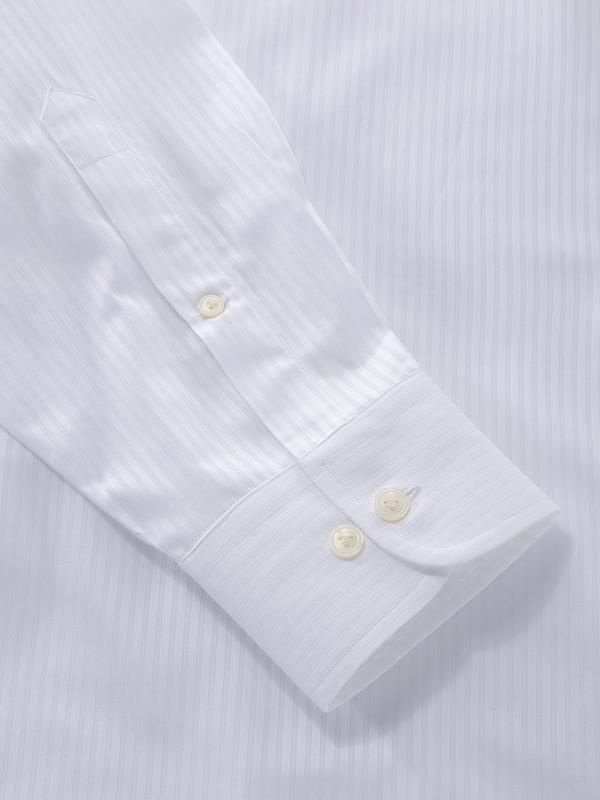 Marchetti White Striped Full sleeve single cuff Classic Fit Classic Formal Cotton Shirt