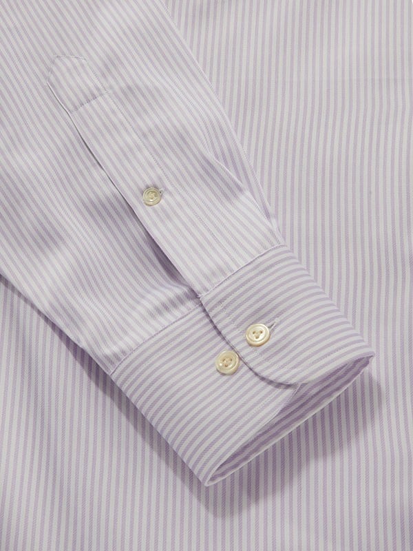 Marchetti Lilac Striped Full Sleeve Single Cuff Classic Fit Classic Formal Cotton Shirt