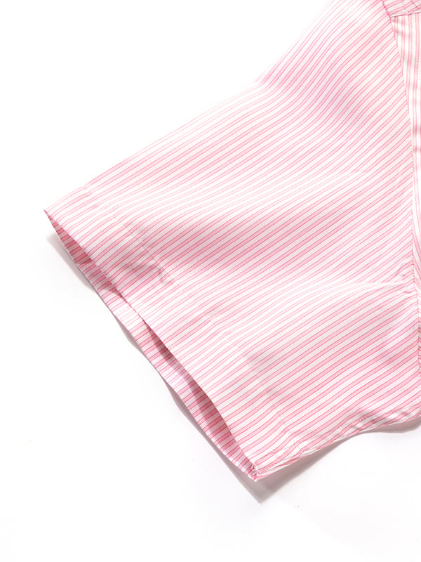 Mariano Pink Striped Half Sleeve Tailored Fit Classic Formal Cotton Shirt