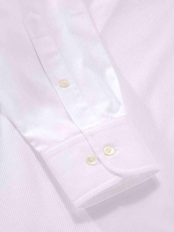 Marinetti White Solid Full sleeve single cuff Classic Fit Classic Formal Cotton Shirt
