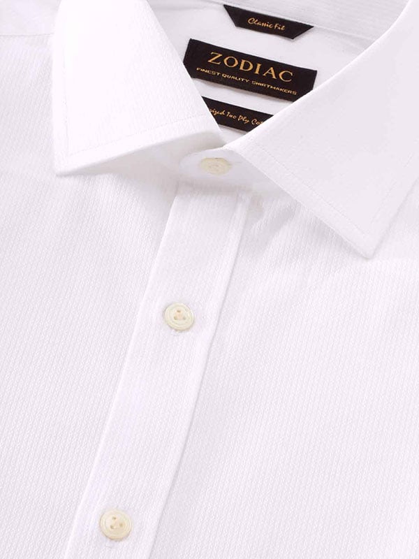 Marinetti White Solid Full sleeve single cuff  Classic Formal Cotton Shirt