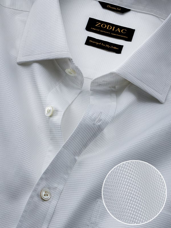 Marinetti White Solid Full Sleeve Single Cuff Classic Fit Classic Formal Cotton Shirt