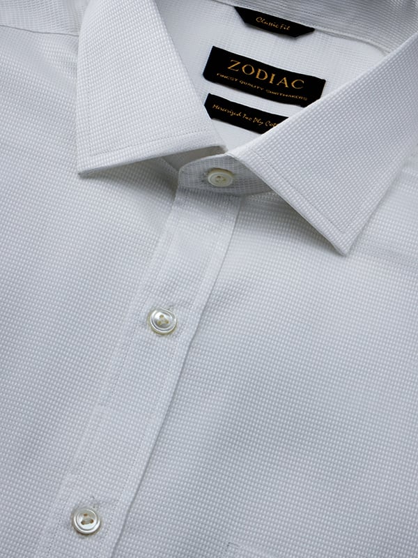 Marinetti White Solid Full Sleeve Single Cuff Classic Fit Classic Formal Cotton Shirt
