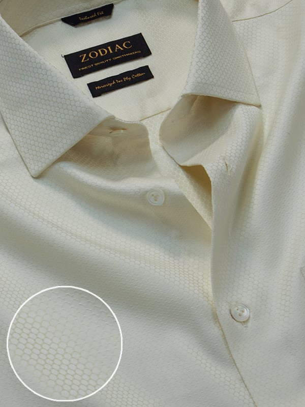 Matera Cream Solid Full Sleeve Double Cuff Tailored Fit Classic Formal Cotton Shirt