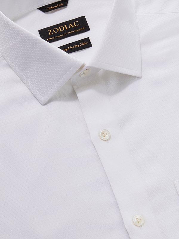Matera White Solid Full Sleeve Double Cuff Tailored Fit Classic Formal Cotton Shirt