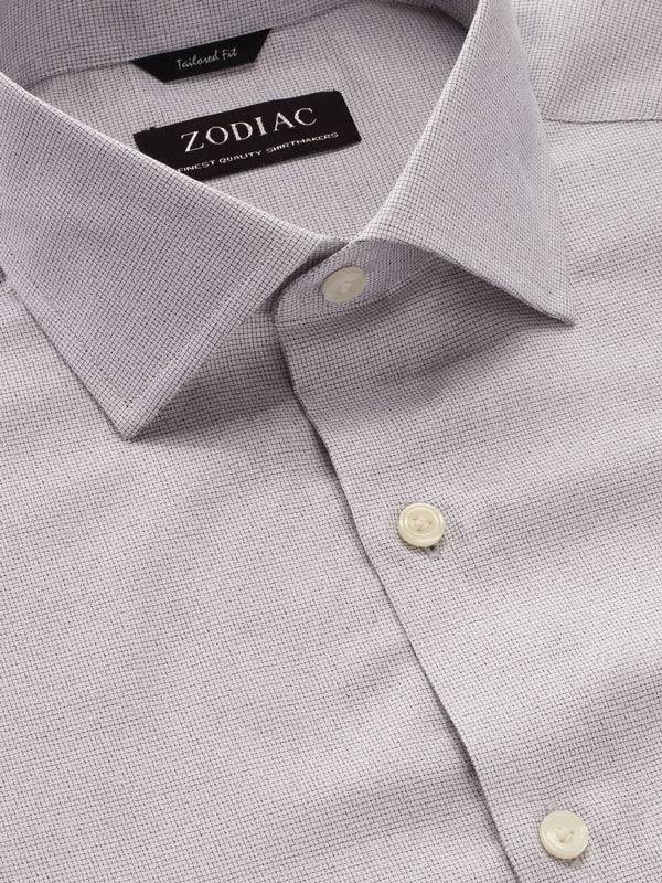 Mazzaro Light Grey Check Full sleeve single cuff Tailored Fit Classic Formal Cotton Shirt