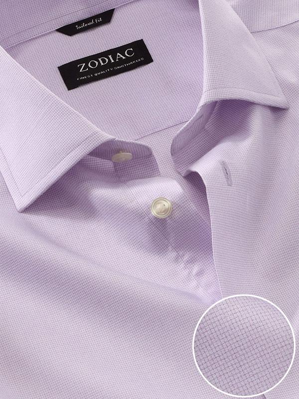 Mazzaro Lilac Check Full sleeve single cuff Tailored Fit Classic Formal Cotton Shirt