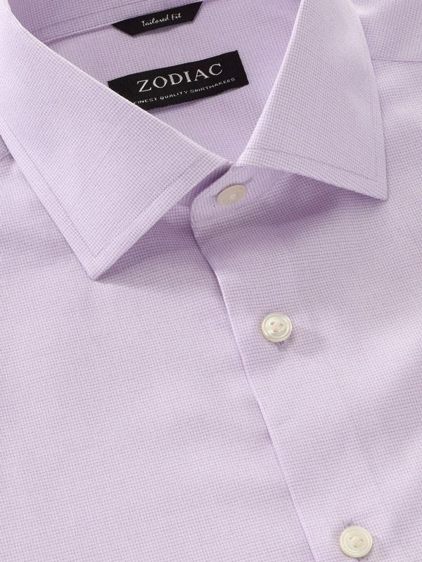 Mazzaro Lilac Check Full Sleeve Single Cuff Tailored Fit Semi Formal Super Fine Cotton Shirt