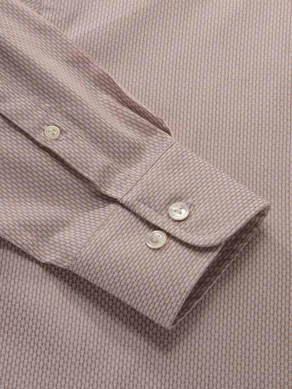 Montefalco Beige Solid Full sleeve single cuff Tailored Fit Classic Formal Cotton Shirt