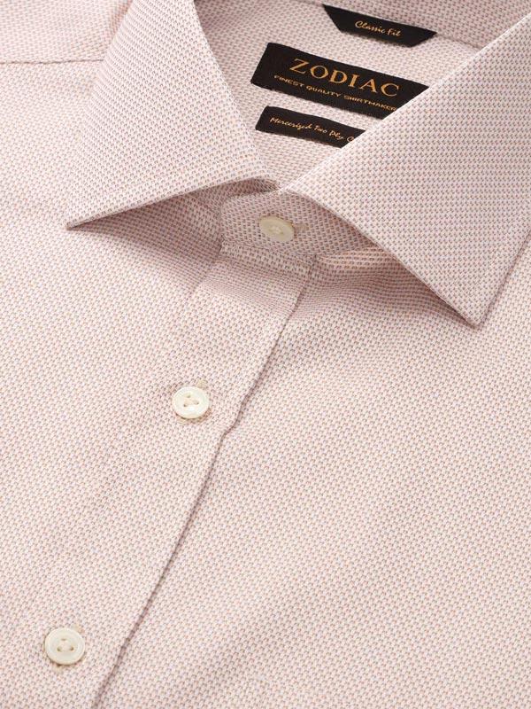Monteverdi Cream Solid Full sleeve single cuff Classic Fit Classic Formal Cotton Shirt