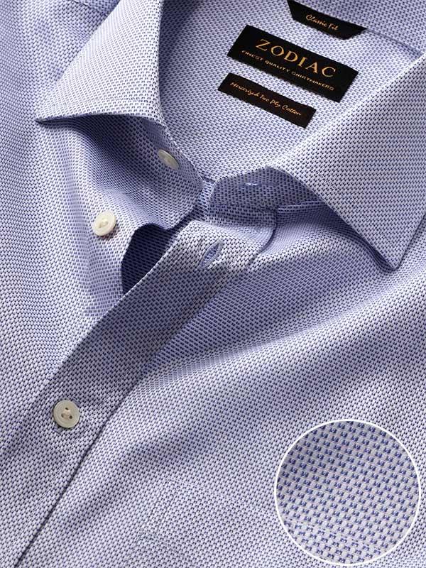 Monteverdi Blue Solid Full sleeve single cuff Classic Fit Classic Formal Cotton Shirt