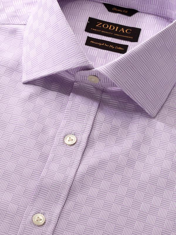 Monteverdi Lilac Solid Full sleeve single cuff Classic Fit Classic Formal Cotton Shirt
