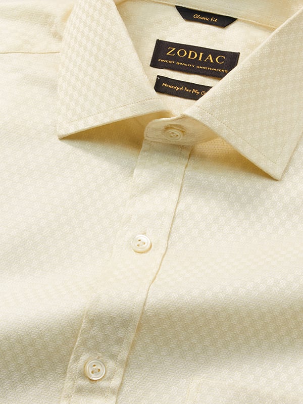 Monteverdi Cream Solid Full Sleeve Double Cuff Classic Fit Classic Formal Cotton Shirt