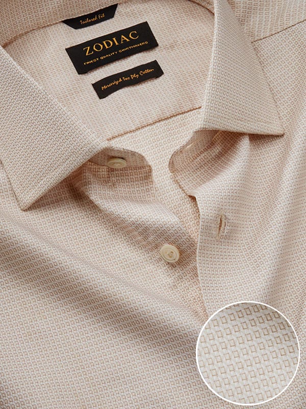Monteverdi Cream Solid Full Sleeve Single Cuff Tailored Fit Classic Formal Cotton Shirt