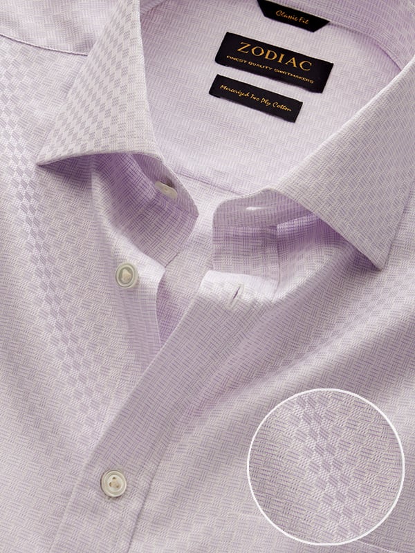 Monteverdi Lilac Solid Full Sleeve Double Cuff Classic Fit Classic Formal Cotton Shirt