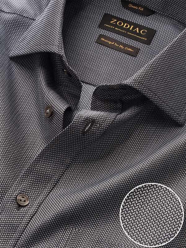Mystero Black Solid Full sleeve single cuff Classic Fit Semi Formal Dark Cotton Shirt