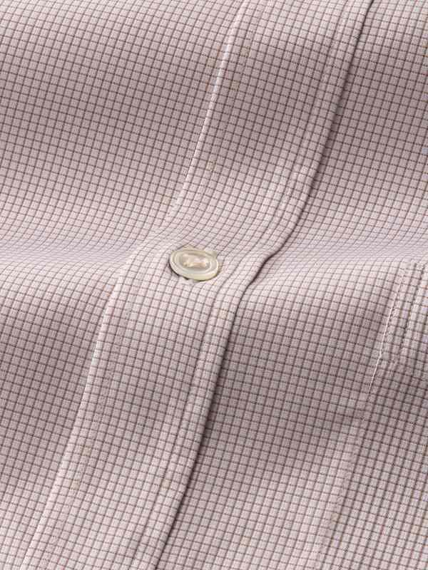 Novella Beige Check Full sleeve single cuff Classic Fit Semi Formal Cotton Shirt