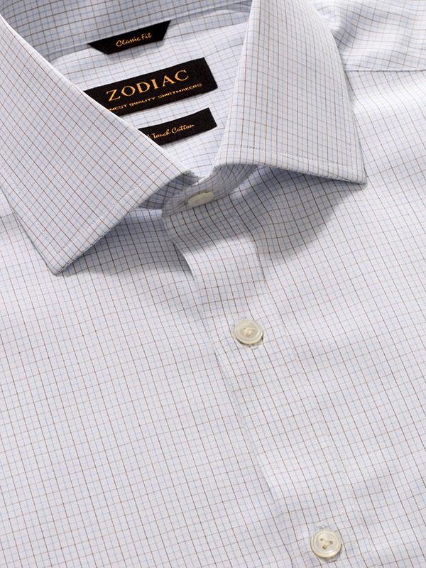 Palladio Blue Check Full sleeve single cuff Classic Fit Classic Formal Cotton Shirt