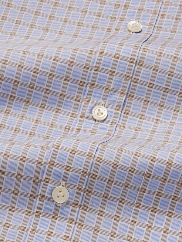 Palladio Sand Check Half Sleeve Classic Fit Classic Formal Cotton Shirt