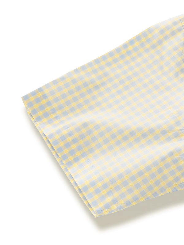 Palladio Yellow Check Half Sleeve Classic Fit Classic Formal Cotton Shirt
