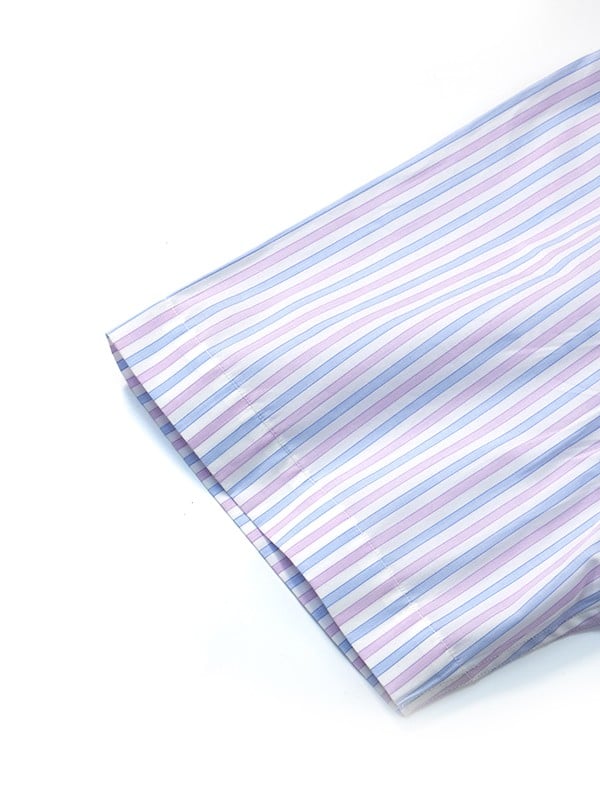 Palladio Lilac Striped Half Sleeve Tailored Fit Classic Formal Cotton Shirt