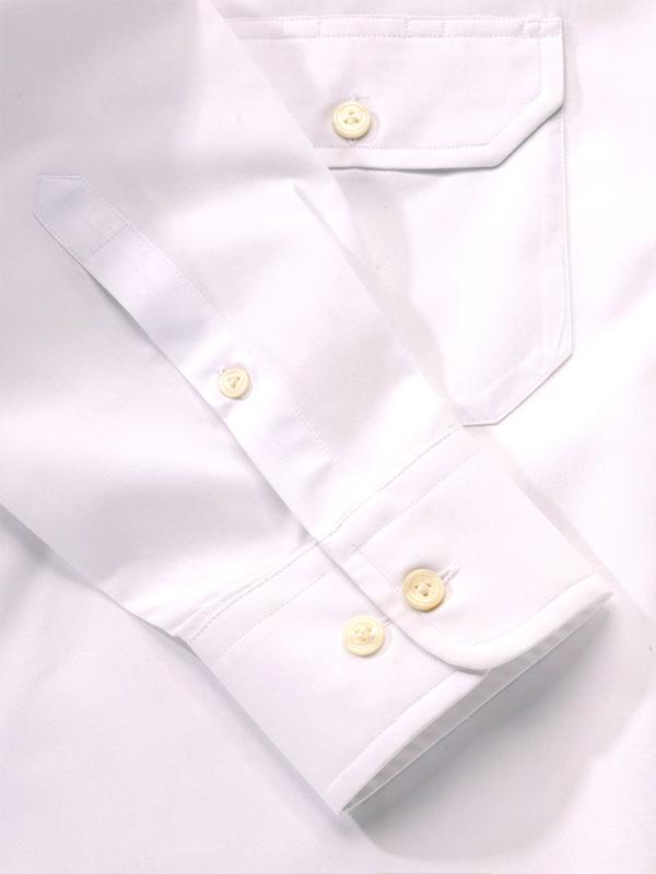 Pilot White Solid Full sleeve single cuff Slim Fit Classic Formal Blended Shirt