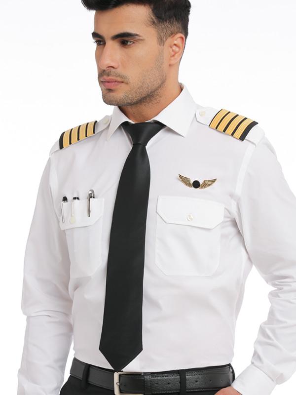 Pilot White Solid Full sleeve single cuff Slim Fit Classic Formal Point collar Blended Shirt