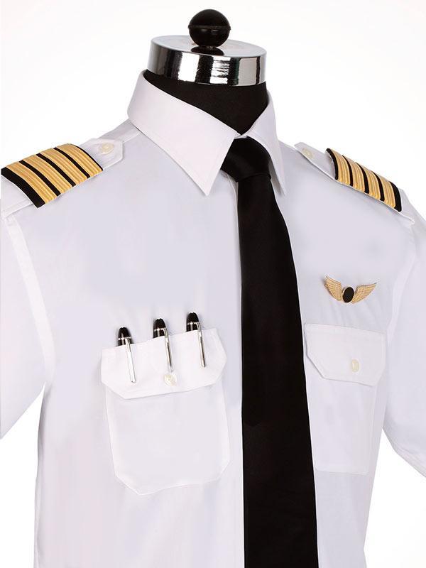 Pilot White Solid Half sleeve Slim Fit Classic Formal Blended Shirt