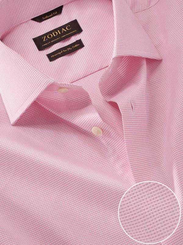 Ponte Pink Check Full sleeve single cuff Tailored Fit Classic Formal Cotton Shirt