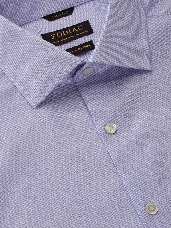 Ponte Blue Solid Full sleeve single cuff Tailored Fit Classic Formal Cotton Shirt