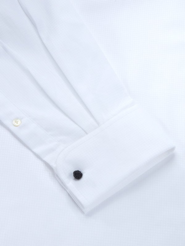 Ponte White Check Full Sleeve Double Cuff Classic Fit Classic Formal Cotton Shirt
