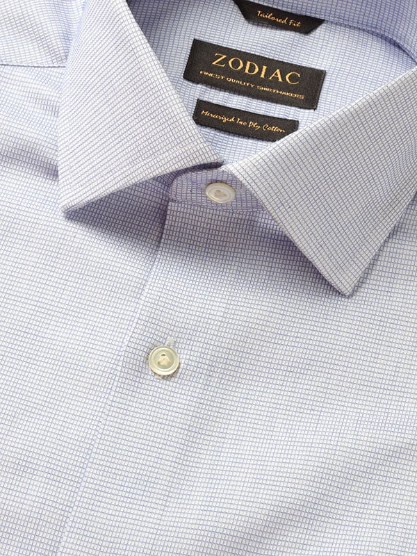 Ponte Blue Check Full sleeve single cuff  Classic Formal Cotton Shirt