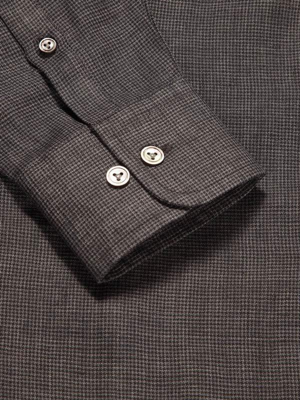 Praiano Black Check Full sleeve single cuff Tailored Fit Semi Formal Linen Shirt
