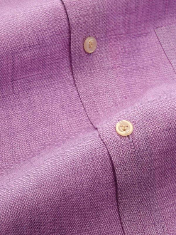 Praiano Lilac Solid Full sleeve single cuff Tailored Fit Semi Formal Linen Shirt