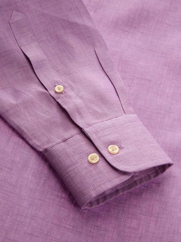 Praiano Lilac Solid Full sleeve single cuff Tailored Fit Semi Formal Linen Shirt