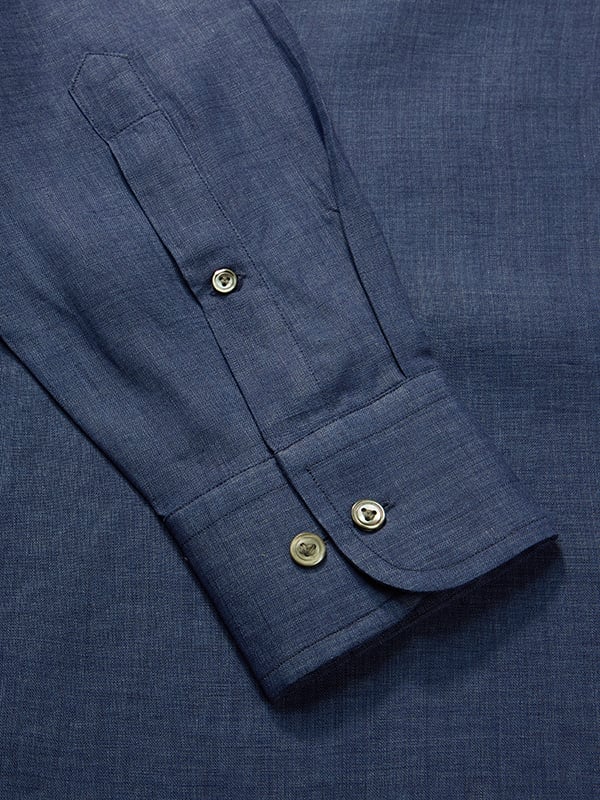 Praiano Royal Solid Full Sleeve Single Cuff Classic Fit Semi Formal Linen Shirt